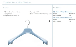 56 USED VISCONTI JS 45 JACKET GARMENT HANGERS &#64; R 7.04 each plus delivery.