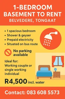 1 Bedroom Basement For Rent