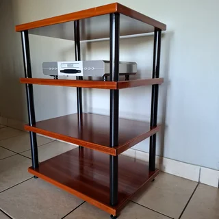 Premium Four-Tier Hi-Fi Audio Rack – African Mahogany