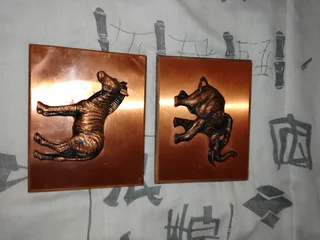 Copper wall clock and copper wall art