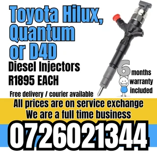 Toyota Hilux, Quantum or D4D diesel injectors for sale