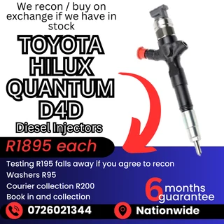 Toyota Hilux, Toyota Quantum or Toyota D4D diesel injectors for sale