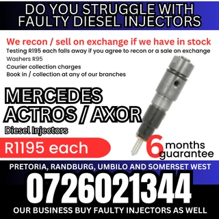 Mercedes Actros and Axor diesel injectors for sale
