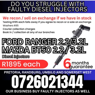 Ford Ranger 2.2 / 3.2L or Mazda BT50 2.2 / 3.2L diesel injectors for sale