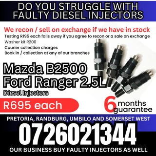 Mazda 2500 and Ford Ranger 2.5L diesel injectors for sale