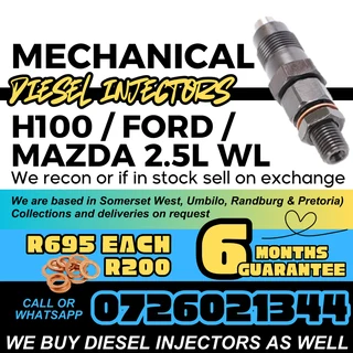 Mechanical diesel injectors for H100, Mazda B2500, Ford Ranger 2.5L WL for sale