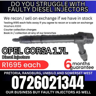 Opel Corsa 1.7L diesel injectors for sale