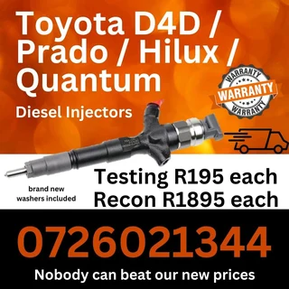 Toyota D4D Prado Hilux and Quantum Diesel Injectors for sale