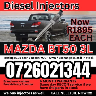 Mazda BT50 3L diesel injectors for sale