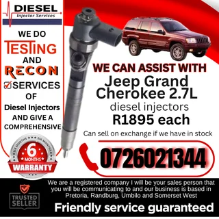 Jeep Grand Cherokee 2.7L diesel injectors for sale