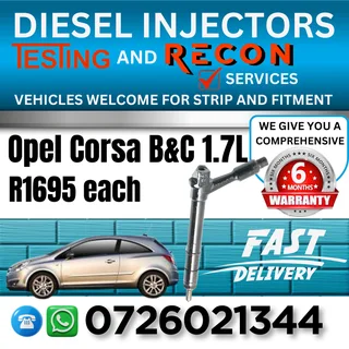 Opel Corsa 1.7L B&C diesel injectors for sale