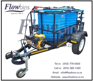 NEW 500 to 2500Lt 186 Bar mobile high pressure washer trailers from R33890.00 Excluding VAT