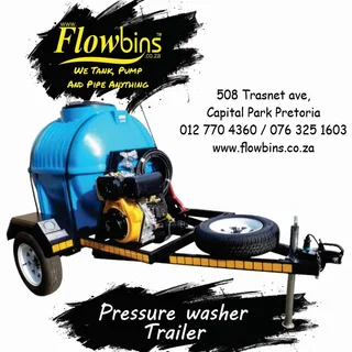 NEW 500 to 2500Lt 186 Bar mobile high pressure washer trailers from R33890.00 Excluding VAT