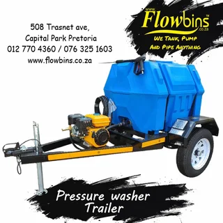 NEW 500 to 2500Lt 186 Bar mobile high pressure washer trailers from R33890.00 Excluding VAT