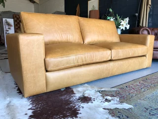 Newly Manufactured 2.3m Genuine Leather Casa Design Three Seater Sofa. (toledo Pista Tan Brown)