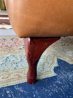 2 x Occasional genuine leather DESIGNER WINGBACK ARMCHIARS plus 2 x footstool ottomans.  R13500 each