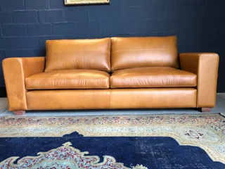 (ON PROMOTION) Brand new 2pc genuine leather CHOBE lounge suite. (2 x 2.2m LARGE THREE SEATER SOFAS)