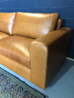 (ON PROMOTION) Brand new 2pc genuine leather CHOBE lounge suite. (2 x 2.2m LARGE THREE SEATER SOFAS)