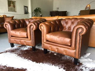 A Magnificent 4 piece genuine leather CHESTERFIELD lounge suite. (NEWLY MANUFACTURED EXCLUSIVELY)