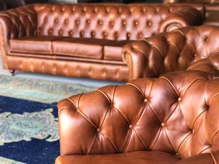 A Magnificent 4 piece genuine leather CHESTERFIELD lounge suite. (NEWLY MANUFACTURED EXCLUSIVELY)