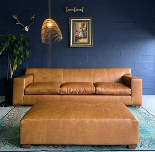 Extremely large 3m KARIBA STYLE genuine leather five seater couch &#43; modular daybed ottoman.