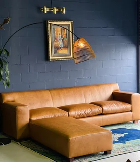 Extremely large 3m KARIBA STYLE genuine leather five seater couch &#43; modular daybed ottoman.