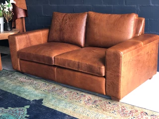 Newly manufactured 2 piece FULL GRAIN GEMSBOK genuine leather Casa design lounge suite.