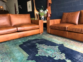 Newly manufactured 2 piece FULL GRAIN GEMSBOK genuine leather Casa design lounge suite.