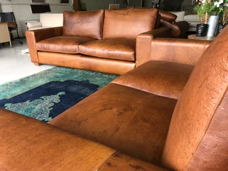 Newly manufactured 2 piece FULL GRAIN GEMSBOK genuine leather Casa design lounge suite.