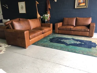 Newly manufactured 2 piece FULL GRAIN GEMSBOK genuine leather Casa design lounge suite.
