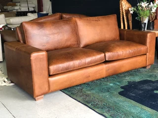 Newly manufactured 2 piece FULL GRAIN GEMSBOK genuine leather Casa design lounge suite.