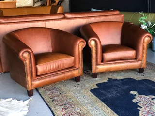 2 X Brand New Genuine Leather Oversize Tubchairs. (a Classic & Stylish Design) R6500 Each.