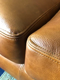 Newly manufactured 2.2m KARIBA STYLE genuine leather three seater couch, (100% FULL GRAIN ALL-ROUND)