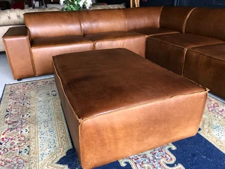Newly manufactured 2.8m x 2.8m genuine leather MARCONI STYLE corner unit &#43; large modular ottoman