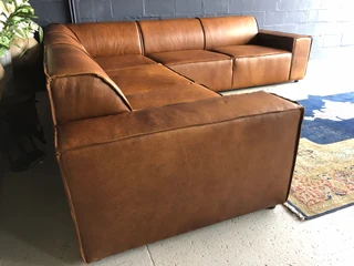 Newly manufactured 2.8m x 2.8m genuine leather MARCONI STYLE corner unit &#43; large modular ottoman