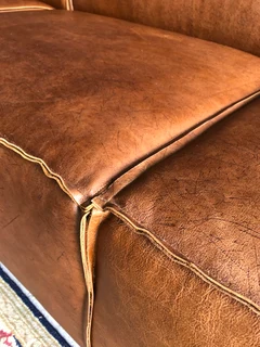 Newly manufactured 2.8m x 2.8m genuine leather MARCONI STYLE corner unit &#43; large modular ottoman