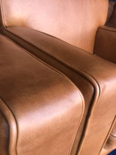 Brand new gameskin genuine leather  MID-CENTURY armchairs. (A modern streamline design) R6500 each .