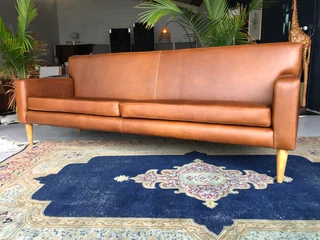 Brand new 2pc genuine leather MODERN MID-CENTURY DESIGN lounge suite. (3 &amp; 2 SEATER SOFAS)