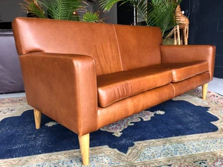 Brand new 2pc genuine leather MODERN MID-CENTURY DESIGN lounge suite. (3 &amp; 2 SEATER SOFAS)