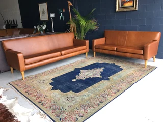 Brand new 2pc genuine leather MODERN MID-CENTURY DESIGN lounge suite. (3 &amp; 2 SEATER SOFAS)