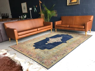 Brand new 2pc genuine leather MODERN MID-CENTURY DESIGN lounge suite. (3 &amp; 2 SEATER SOFAS)