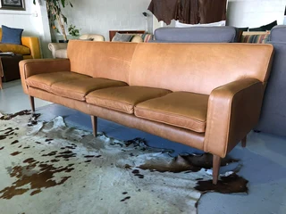 BRAND NEW 3 piece gameskin genuine leather RETRO STYLE lounge suite,. (A streamline modern design)