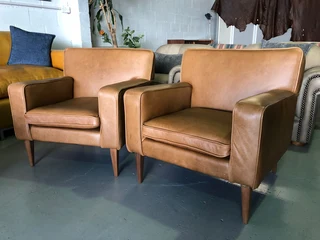 BRAND NEW 3 piece gameskin genuine leather RETRO STYLE lounge suite,. (A streamline modern design)