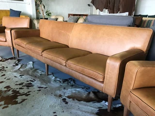 BRAND NEW 3 piece gameskin genuine leather RETRO STYLE lounge suite,. (A streamline modern design)