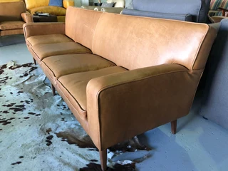 BRAND NEW 3 piece gameskin genuine leather RETRO STYLE lounge suite,. (A streamline modern design)