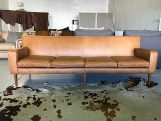 BRAND NEW 3 piece gameskin genuine leather RETRO STYLE lounge suite,. (A streamline modern design)