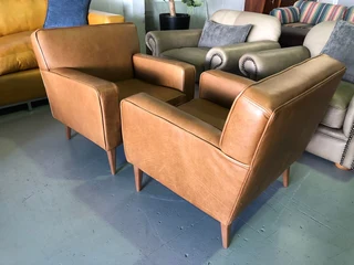 BRAND NEW 3 piece gameskin genuine leather RETRO STYLE lounge suite,. (A streamline modern design)
