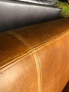 Brand new 2m  gameskin genuine leather two seater sofa. (A MODERN MID-CENTURY INSPIRED DESIGN)