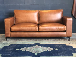 Brand New 2.1m Full Gameskin Leather Modern Three Seater Couch. (where Authenticity Meets Style)