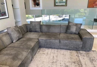 Newly manufactured (2.8m x 2.8m) Zambezi genuine leather MARCONI L-shape corner unit (GRAPHITE GREY)